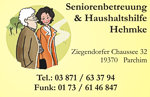 Visitenkarte Seniorenbetreuung Hehmke